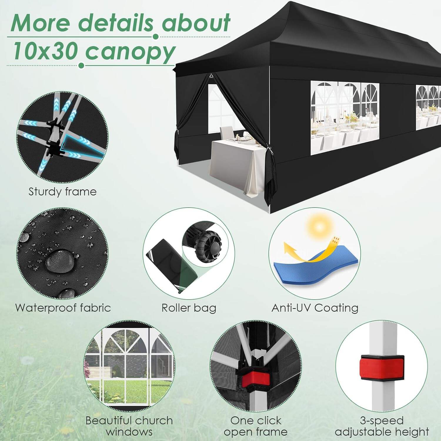 🔥[Hot sale]🔥10x20Pop up Canopy Tent with 6 sidewalls Commercial Heavy Duty Canopy UPF 50+ All Weather Waterproof Outdoor Wedding Party Tents mysite