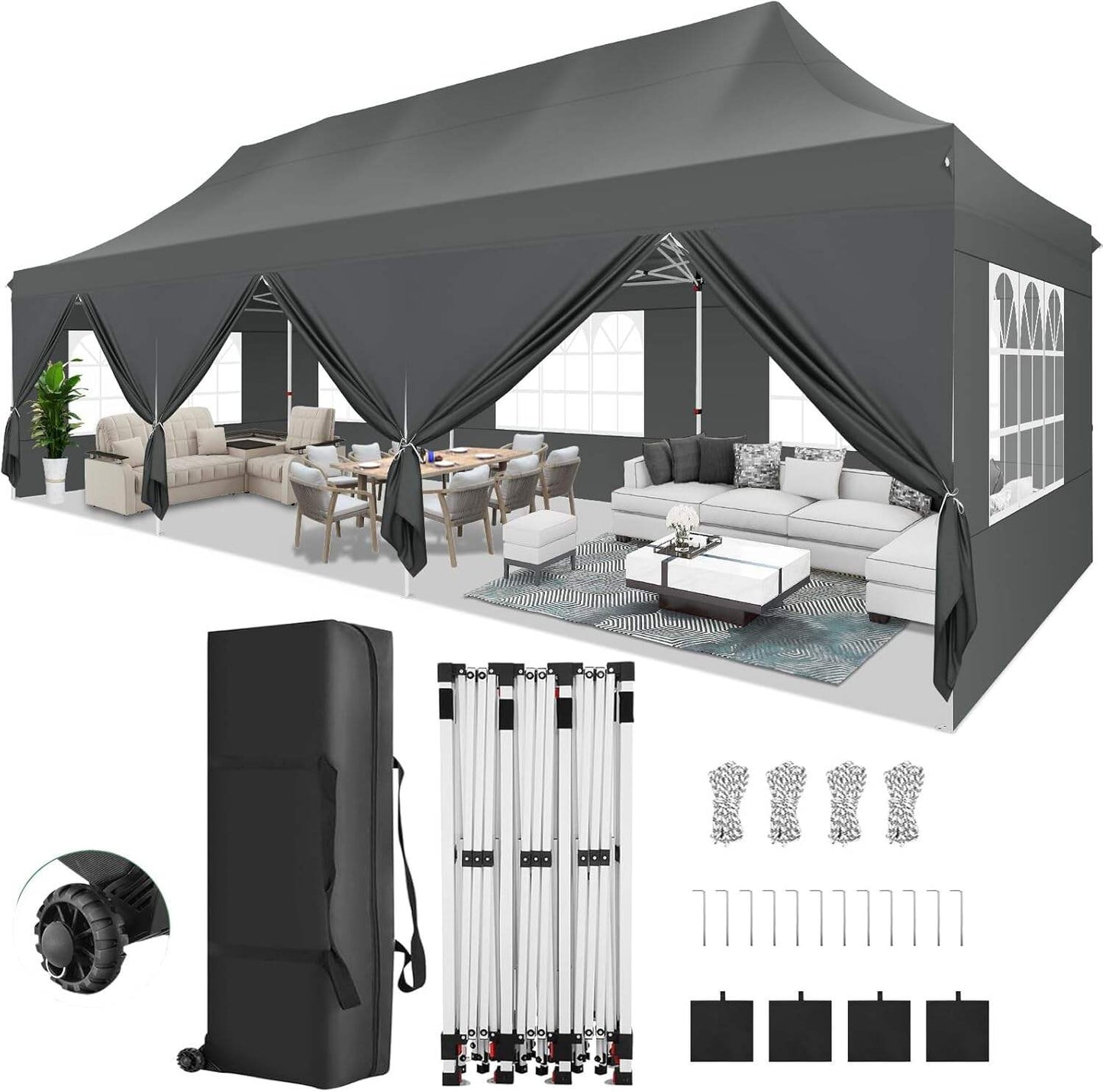 🔥[Hot sale]🔥10x20Pop up Canopy Tent with 6 sidewalls Commercial Heavy Duty Canopy UPF 50+ All Weather Waterproof Outdoor Wedding Party Tents mysite