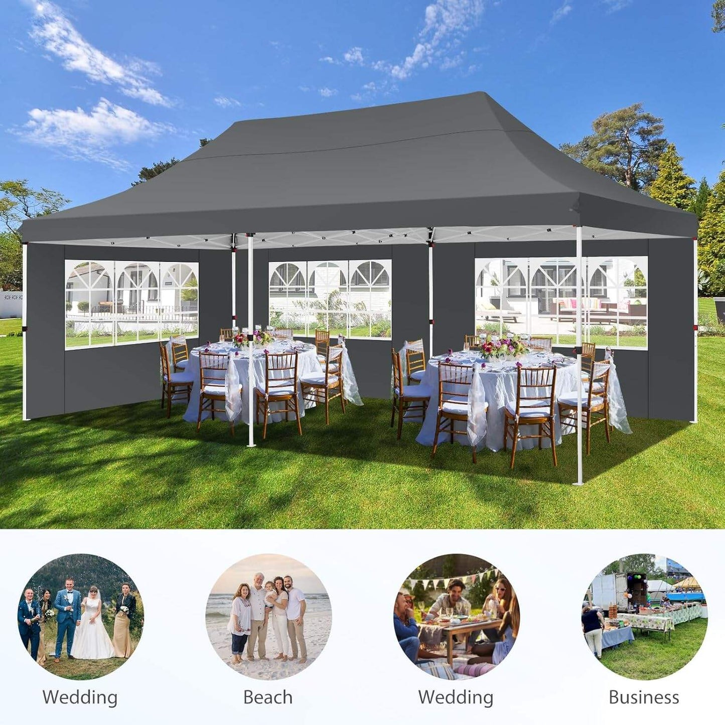 🔥[Hot sale]🔥10x20Pop up Canopy Tent with 6 sidewalls Commercial Heavy Duty Canopy UPF 50+ All Weather Waterproof Outdoor Wedding Party Tents mysite