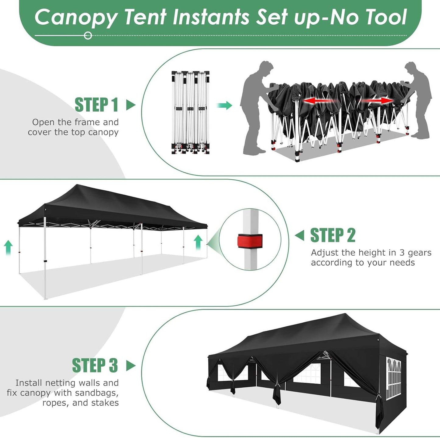 🔥[Hot sale]🔥10x20Pop up Canopy Tent with 6 sidewalls Commercial Heavy Duty Canopy UPF 50+ All Weather Waterproof Outdoor Wedding Party Tents mysite