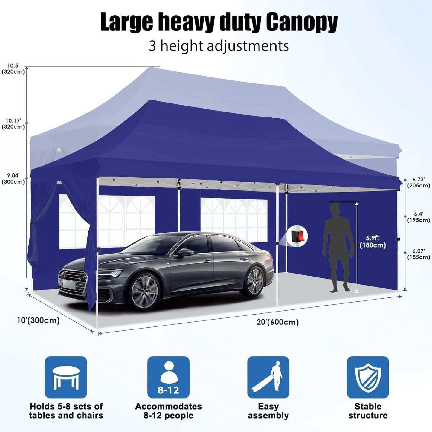 🔥[Hot sale]🔥10x20Pop up Canopy Tent with 6 sidewalls Commercial Heavy Duty Canopy UPF 50+ All Weather Waterproof Outdoor Wedding Party Tents mysite