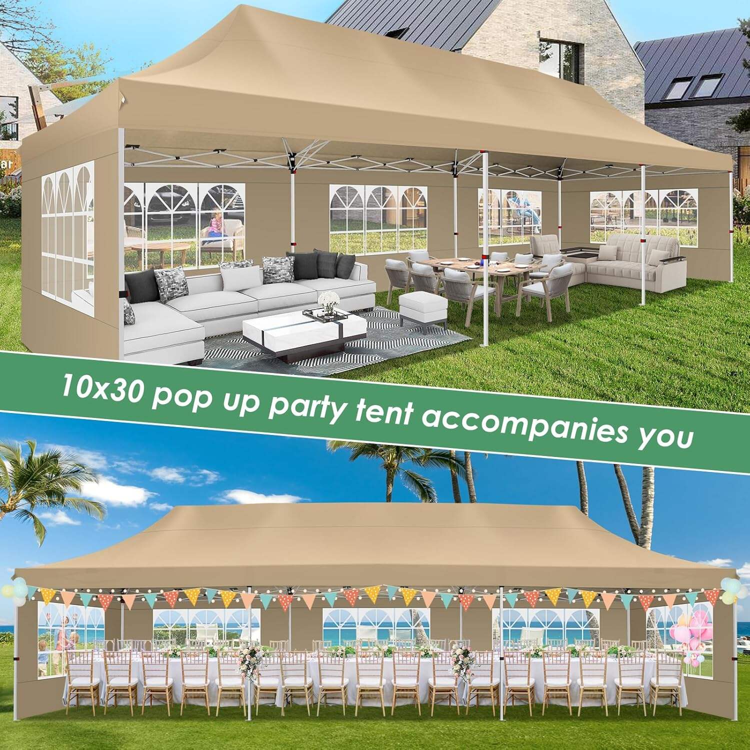 🔥[Hot sale]🔥10x20Pop up Canopy Tent with 6 sidewalls Commercial Heavy Duty Canopy UPF 50+ All Weather Waterproof Outdoor Wedding Party Tents mysite