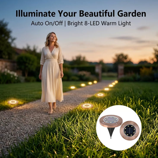 ☀️ Solar Powered 8-LED Ground Lights | Outdoor Pathway Lighting Ggtt