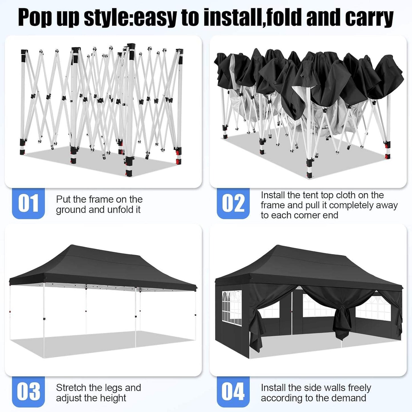 🔥[Hot sale]🔥10x20Pop up Canopy Tent with 6 sidewalls Commercial Heavy Duty Canopy UPF 50+ All Weather Waterproof Outdoor Wedding Party Tents mysite