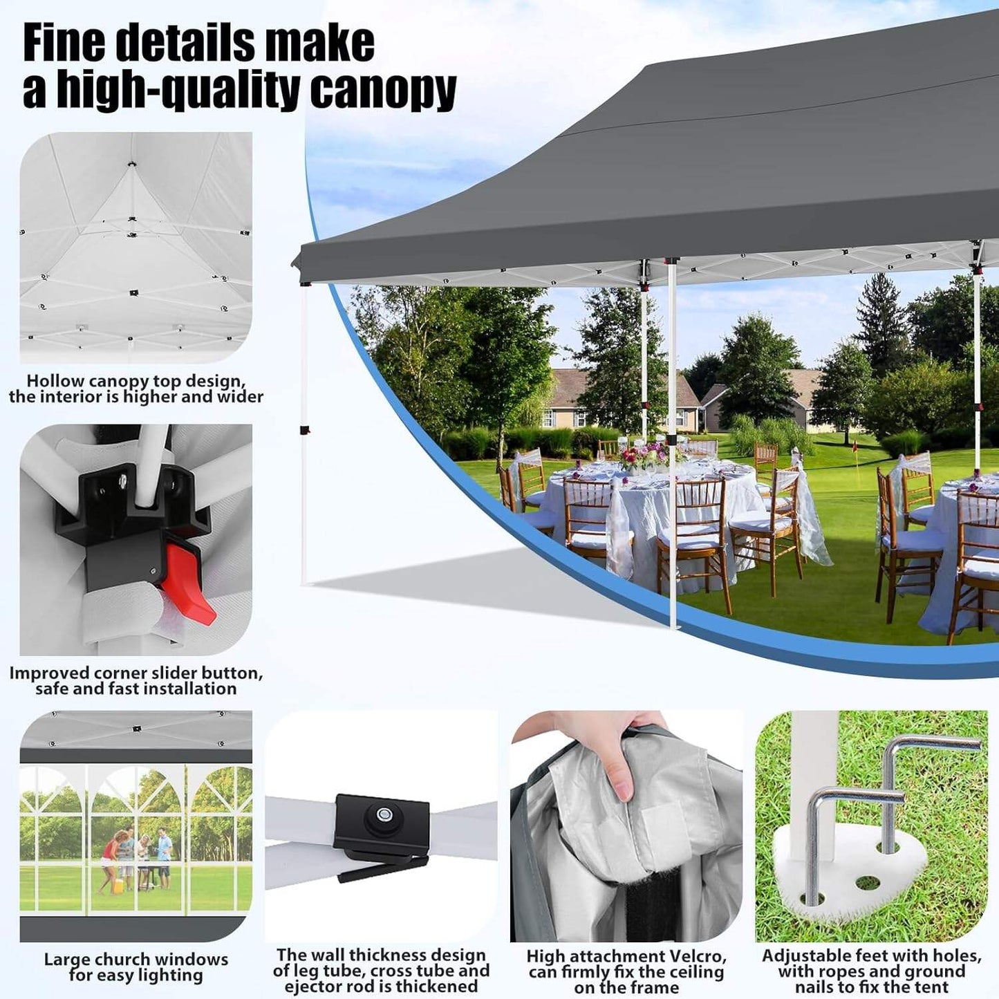 🔥[Hot sale]🔥10x20Pop up Canopy Tent with 6 sidewalls Commercial Heavy Duty Canopy UPF 50+ All Weather Waterproof Outdoor Wedding Party Tents mysite
