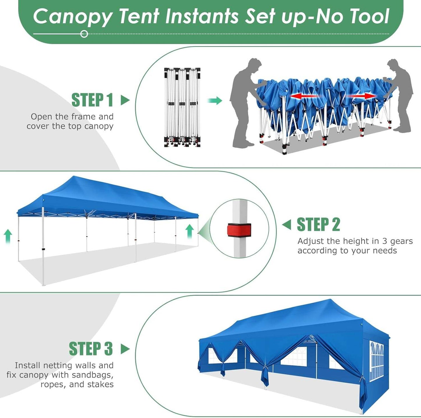 🔥[Hot sale]🔥10x20Pop up Canopy Tent with 6 sidewalls Commercial Heavy Duty Canopy UPF 50+ All Weather Waterproof Outdoor Wedding Party Tents mysite