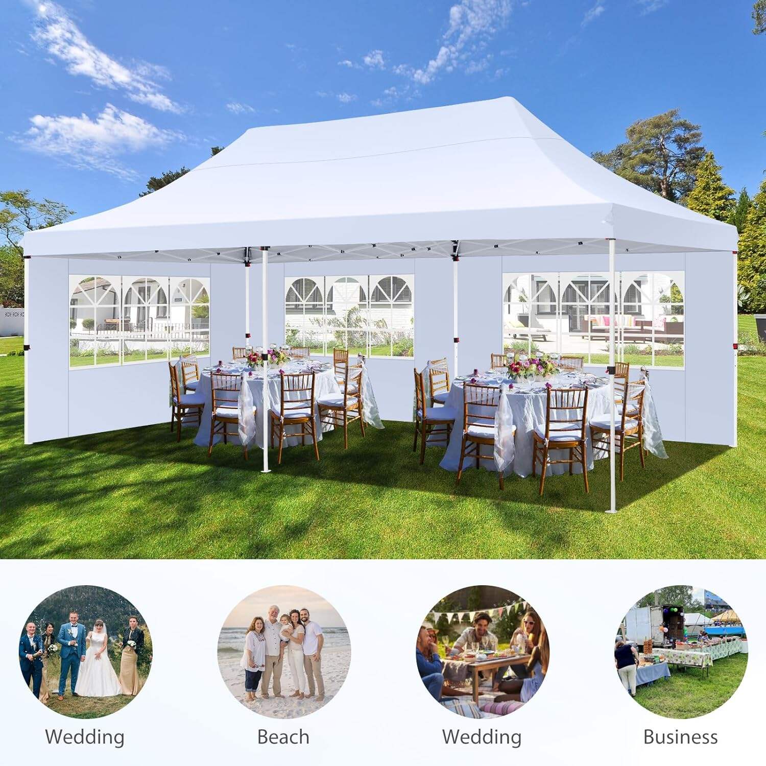 🔥[Hot sale]🔥10x20Pop up Canopy Tent with 6 sidewalls Commercial Heavy Duty Canopy UPF 50+ All Weather Waterproof Outdoor Wedding Party Tents mysite